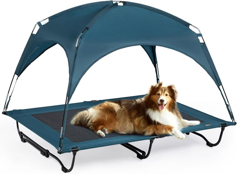 Photo 1 of 42 Inch Elevated Cooling Large Dog Bed with Removable Canopy, Raised Dog Beds for Large Dogs with Washable Breathable Mesh, Dog Cot for Big Dogs, Indoor/Outdoor Dog Bed with Canopy