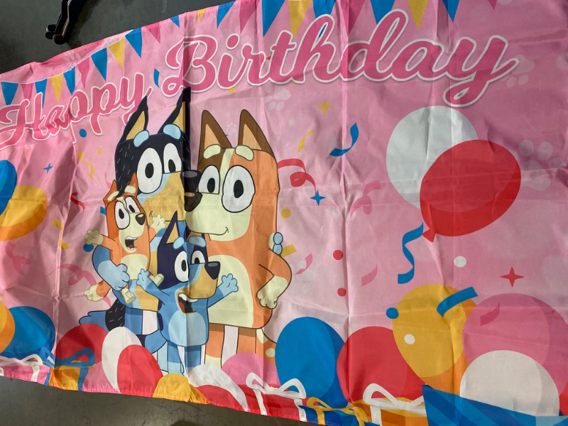 Photo 1 of Blue Dog Backdrop Happy Birthday (Large Size) - Cartoon Dog-Themed Background for Girls and Boys Party Banner Supplies Photo Shooting Studio Outdoor and Indoor (House)