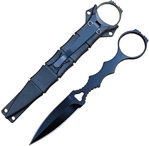 Photo 1 of Socp Dagger Edc Tactical Fixed Blade Knife Spear Point, Coated Finish Black Handle With Sheath And Clip