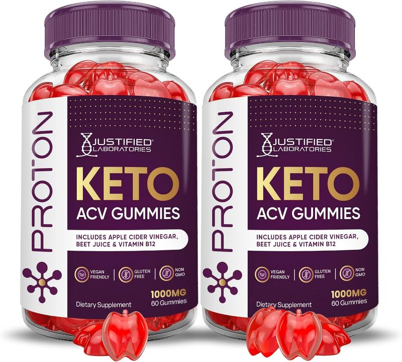 Photo 1 of (2 Pack) Proton Protein Keto ACV Gummies Advanced Formula 1000MG Proton Keto Gummies Apple Cider Vinegar Boost Formulated with Pomegranate Beet Juice Powder B12 Vegan Non GMO 120 Gummys