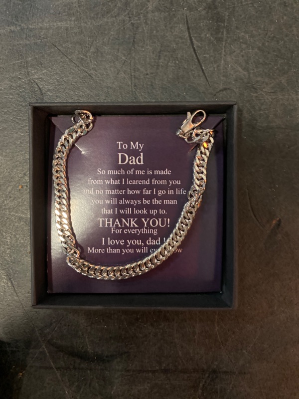 Photo 2 of To My Dad Necklace Cuban Gifts,Gifts For Fathers Day From Wife, Daughter Or Son Necklace On Birthday, Cuban Necklace Gifts For Men, Gift For Husband Necklace On Anniversary With Meaning Box