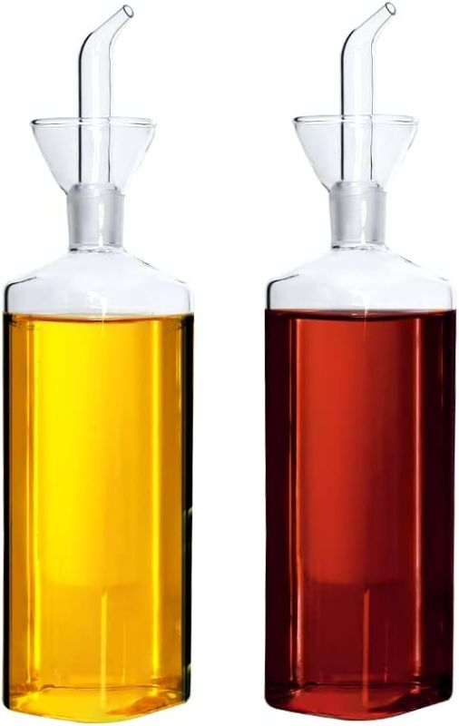 Photo 1 of LandHope Oil Bottle Glass Olive Oil Dispenser Bottle Glass Cooking Oil Vinegar Measuring Dispenser with Spout for Kitchen and BBQ (500 ml/17 oz,2 Pack)