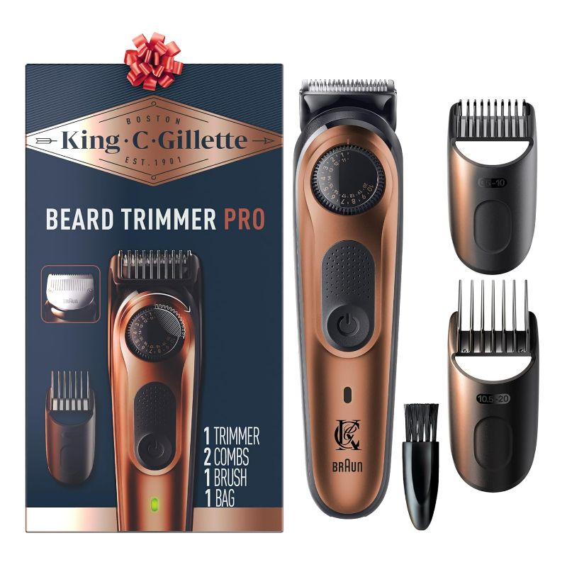 Photo 1 of King C. Gillette Beard Trimmer PRO, 40 Length Settings, Cordless Design, Holiday Gifts for Men, 1 Trimmer, 1 Brush, 2 Combs, 1 Charger and 1 Zip Pouch