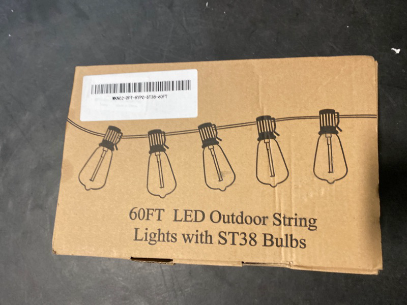 Photo 3 of Brightever LED Outdoor String Lights 60FT Patio Lights with 32 Shatterproof ST38 Vintage Edison Bulbs, Outside Hanging Lights Waterproof for Porch, Deck, Garden, Backyard, Balcony, 2700K Dimmable