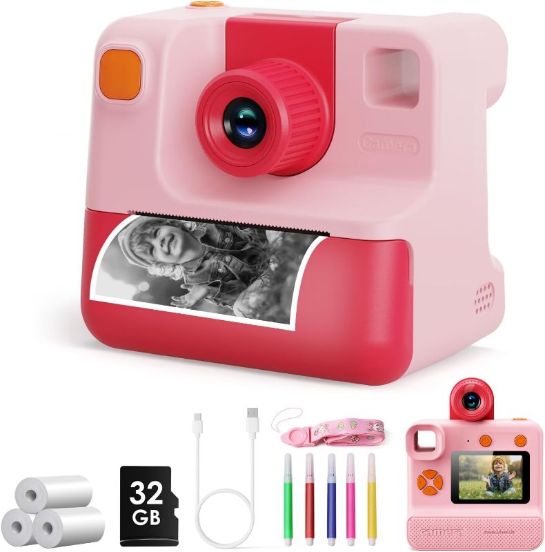 Photo 1 of Kids Camera Instant Print, Digital Camera, Selfie 1080P Video Camera with 32G TF Card, Toys Gifts for Girls Boys Aged 3-14 for Christmas/Birthday/Holiday (blue )