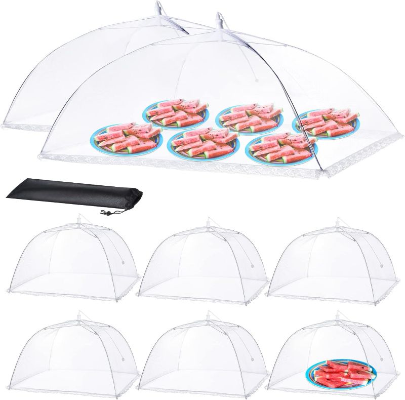 Photo 1 of Food Covers for Outside - 2 Extra Large (40 x 25 in) & 6 Large (17 x 17 in) Food Tents/Food Covers for Outdoors Mesh Screen, Picnic Pool Party Supplies, Pop-Up and Collapsible