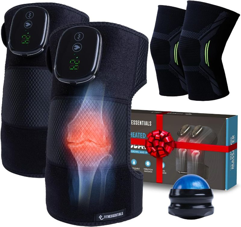 Photo 1 of Wireless Knee Massager & Heating Pad w/Advanced Vibration & Compression Sleeves to Target Knee Pain, Arthritis Pain Relief - Includes Massage Roller Ball & Compression Sleeves.