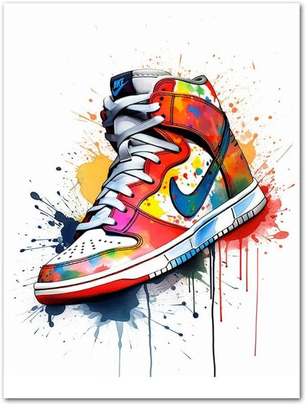 Photo 1 of Yatehui Sneaker Poster Hypebeast Canvas Wall Art Sports Shoe Artwork Graffiti Print for Boy's Room Gym Wall Decor