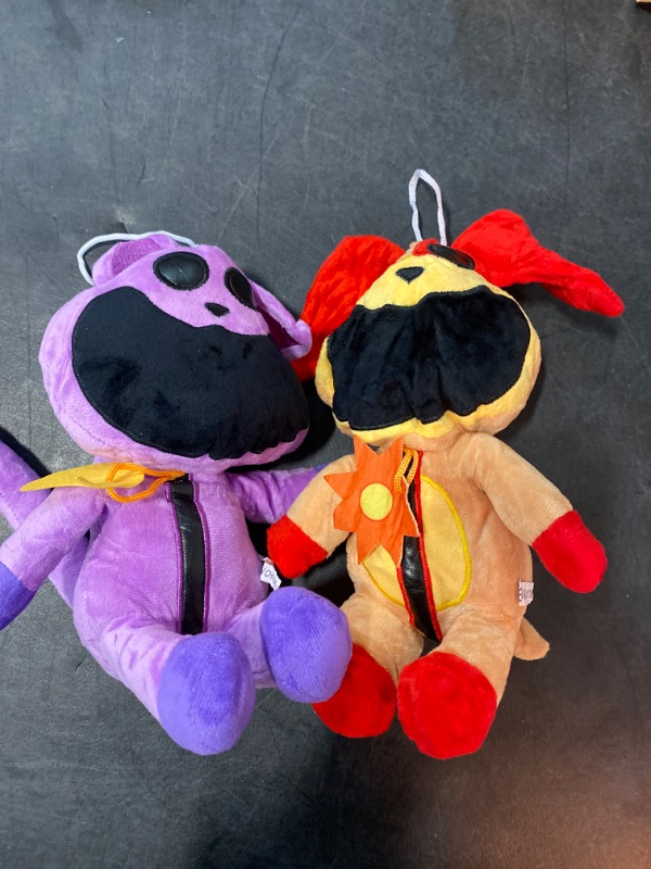 Photo 2 of 2 Pieces Smiling Critters Plush, Cat Nap Plush for Kids, Smiling Critters Catnap Plushies Dogday Gifts for Fans (Purple + Yellow)