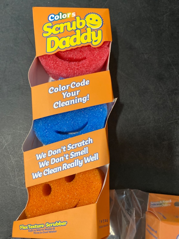 Photo 3 of Scrub Daddy Color Sponges - Scratch-Free Multipurpose Dish Sponges for Kitchen, Bathroom + More - Household Cleaning Sponges Made with BPA-Free Polymer Foam (3 Count)