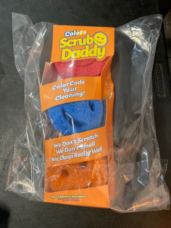 Photo 1 of Scrub Daddy Color Sponges - Scratch-Free Multipurpose Dish Sponges for Kitchen, Bathroom + More - Household Cleaning Sponges Made with BPA-Free Polymer Foam (3 Count)