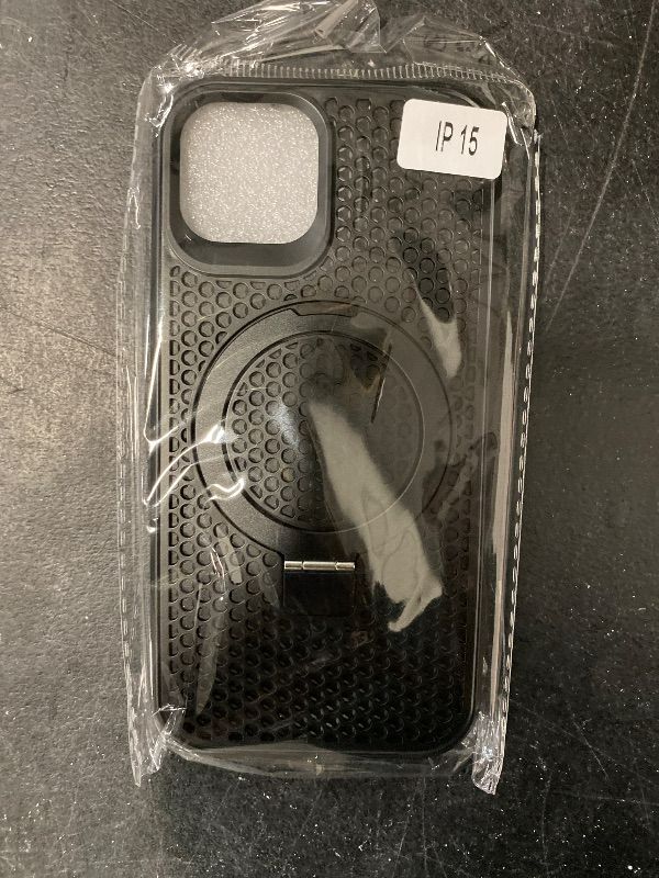 Photo 1 of Heat Dissipation Case with Kickstand for iPhone 15 Plus,Compatible with MagSafe,Double Layer Honeycomb Heat Dissipation Case(Black)