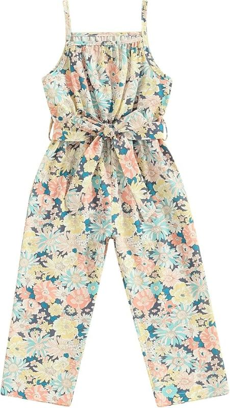 Photo 1 of  size (5T ) Kids Summer Clothes Toddler Baby Girl Romper Jumpsuit Overall Pants Striped Floral Sleeveless Halter One Piece Outfit