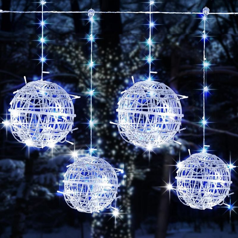 Photo 1 of Dazzle Bright Outdoor Balls Lights Hanging Tree Garden Lights, 160 LED Sphere Lights Garden Globe Lights, for Party Wedding Yard Garden Porch Patio Christmas Holiday Decoration, White