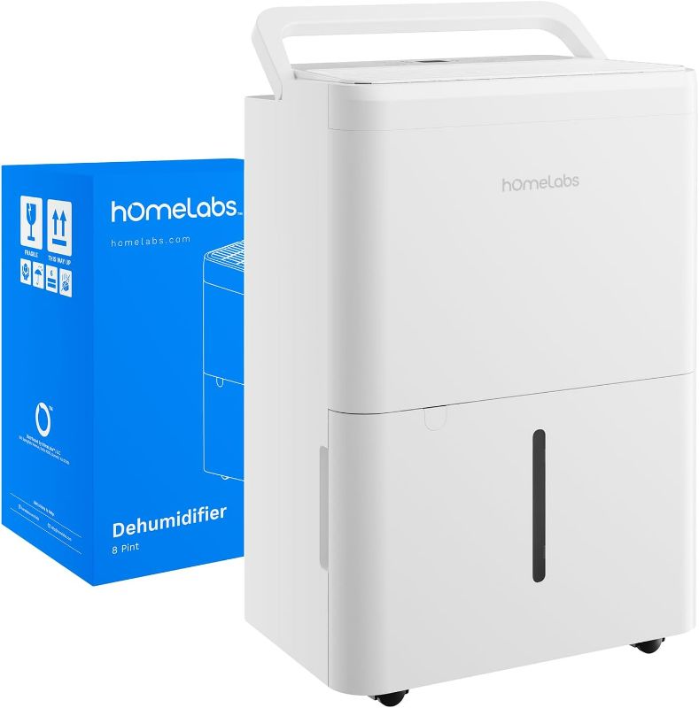 Photo 1 of hOmeLabs 1,000 Sq. Ft Portable Dehumidifier - Ideal for Home Bedroom, Bathroom, Office and Small Sized Rooms - Ultra Quiet, Compact with Drain Hose Included - 8 pint