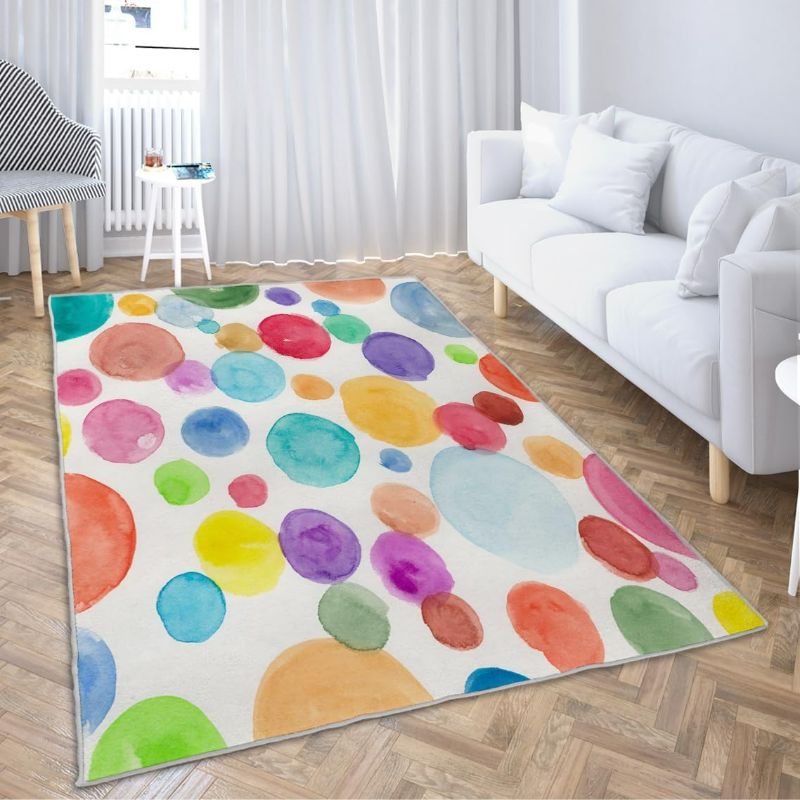 Photo 1 of Ansouyi Colorful Non-Slip 5x7 ft Area Rugs, Washable Rug Carpet for Living Room, Kids Colorful Polka Dot Home Decor Rugs for Game Room Classroom Bedroom Dining Kindergarten Room