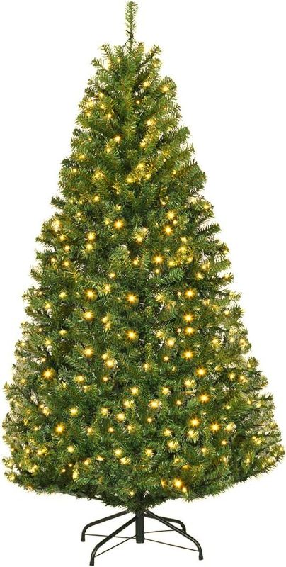 Photo 1 of GOFLAME 5ft Pre-Lit Artificial Christmas Tree, Premium Spruce Hinged Tree with Metal Stand, 11 Flash Modes with Multicolored LED Lights, Traditional Indoor Decoration for Festival Party Holiday