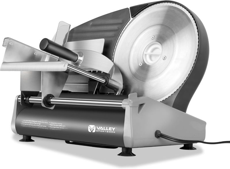 Photo 1 of 8.7" Electric Meat Slicer, with Stainless Steel Blade, 180 W, Adjustable Thickness for Home Use, Easy to Clean, Cuts Meat, Bread, Cheese and Deli, Black