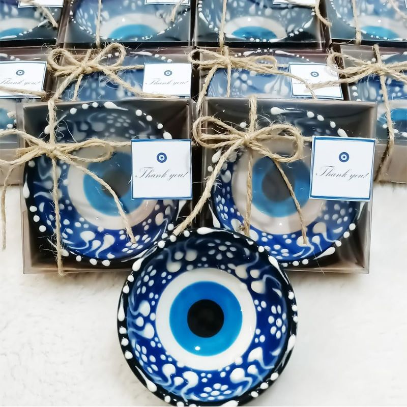 Photo 1 of 46 PCS Evil Eye Ceramic Bowls, Wedding Guest Gifts, Baby Shower Party Favors, Birthday Gift, Baptism with Jute Rope, Thank You Tag and Decorated Box, decorative bowls (48)