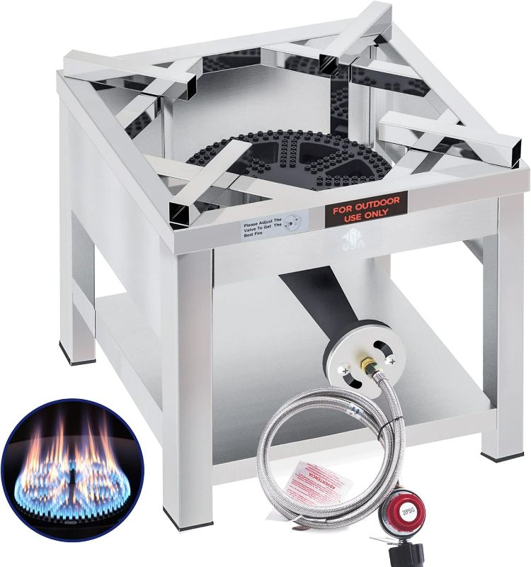 Photo 1 of ARC Stainless Steel Single Burner Propane Stove, 200,000BTU High-Pressure Extra Large Heavy Duty Outdoor Propane Burner Cooker, Burners for Outdoor Cooking For Turkey Fry, Seafood Boil, Homebrewing