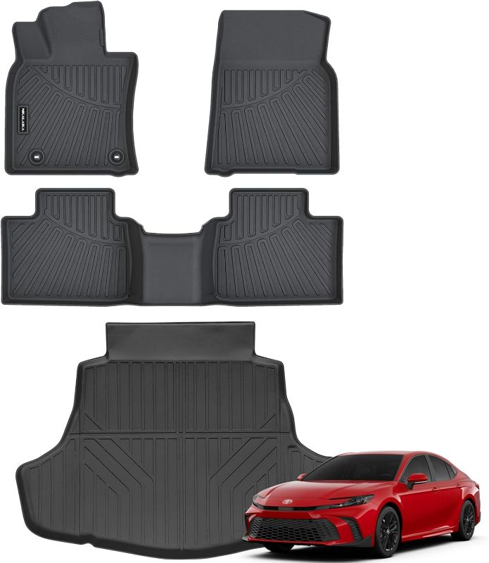 Photo 1 of loor Mats & Cargo Liner for 2025 Toyota Camry (Include Hybrid) All Weather Protection TPE Rubber Full Set Automotive Floor Liners & Trunk Mat Accessories, Odorless Anti-Slip, Black