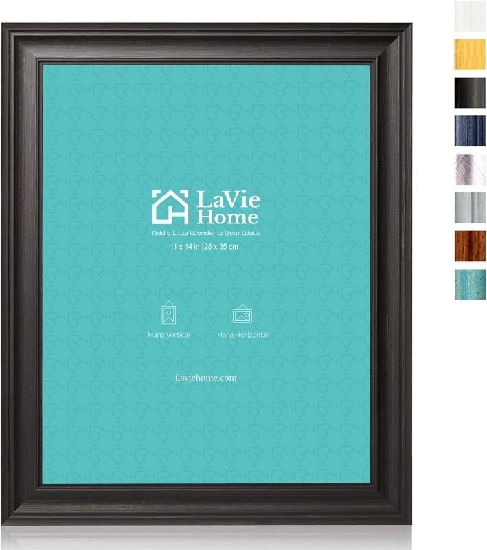 Photo 1 of LaVie Home 11x14 Picture Frames (1 Pack, Black) Rustic Photo Frame Set with Tempered Glass for Wall Mount Display