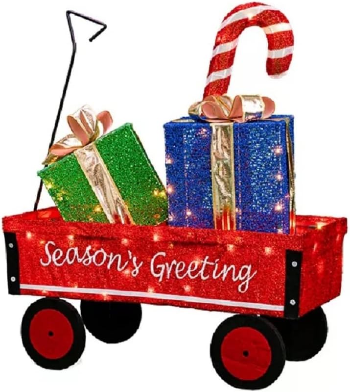 Photo 1 of Holiday Christmas Wagon with Gift Boxes - Pre-Lit (31 Inches Wide) Christmas Decoration (2022)