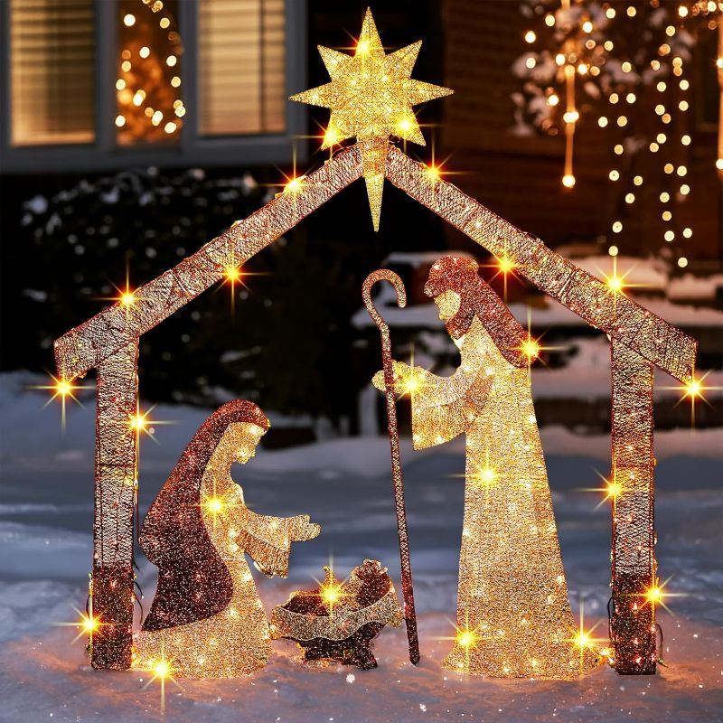 Photo 1 of TW SHINE Christmas Nativity Scene Decorations, 6 FT Lighted Outdoor Nativity Set with 250 Lights, Christmas Decoration for Indoor Outdoor Holiday Party Garden Yard Lawn Decor