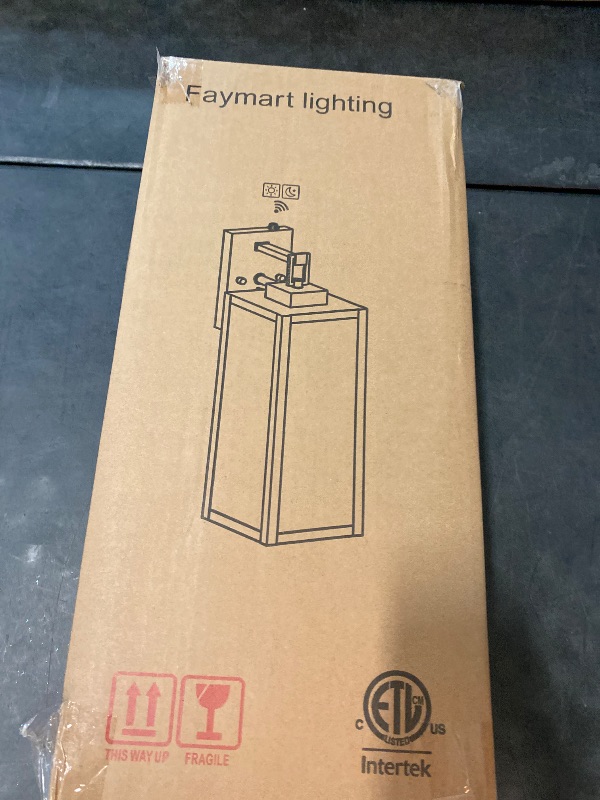 Photo 1 of Dusk to Dawn Outdoor Wall Lantern, 18 Inch Wall Lantern with Sensor, Outdoor Wall Sconce, Large Exterior Wall Lantern with Glass Shade, E26 Socket,1 Pack