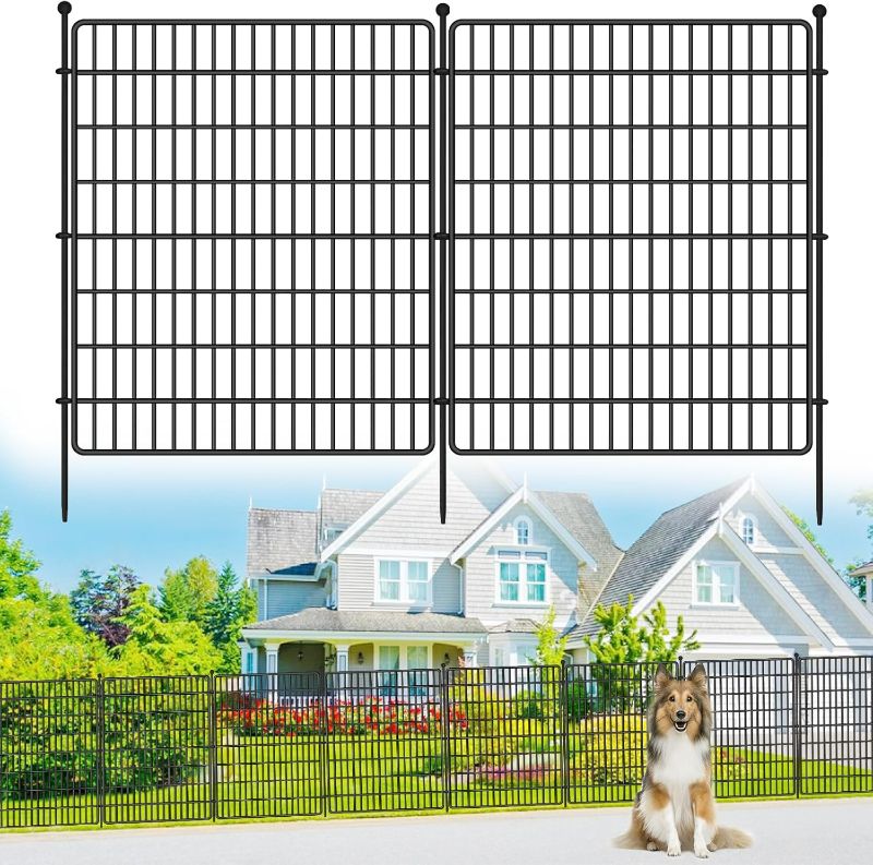 Photo 1 of 10 Panels Garden Fence for Outdoor Yard Decorative, 32 in(H) X 24 ft(L) No Dig Animal Barrier Fencing Rustproof Metal Wire Panel Border for Dog, and Patio Temporary Ground Stakes, with Rubber Malle