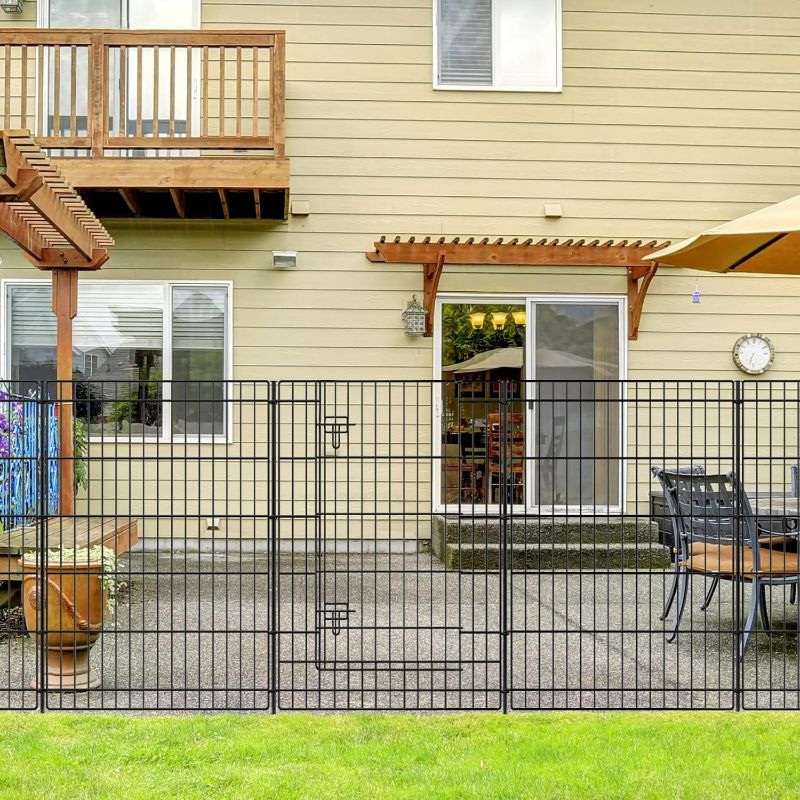 Photo 1 of INJOPEXI Decorative Garden Fence 6 Panels 13ft (L)×36in (H) Metal Garden Fences with 5 Panels + 1 Gate, Animal Barrier Rabbit Fence Rustproof Wire Temporary Dog Fencing Outdoor for Yard Lawn Patio