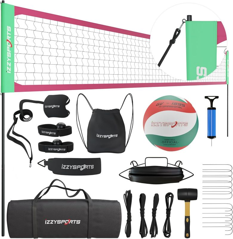 Photo 1 of Professional Volleyball Net Set - Easy Setup Regulation Volleyball Net with Poles, Carrying Bag, Premium Volleyball Ball & More - Volleyball Net for Backyard & Outdoor Beach Volleyball Game