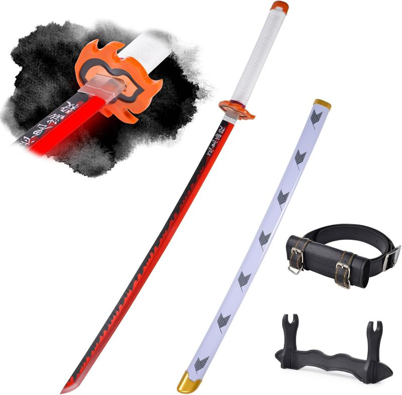 Photo 1 of Plastic Anime Sword, 41 inch Long Katana Sword, Ultra-Detailed Cosplay Sostume, Including Sword Display Stand and Sword Strap, Rechargeable, Suitable for Cosplay, Display, Gift