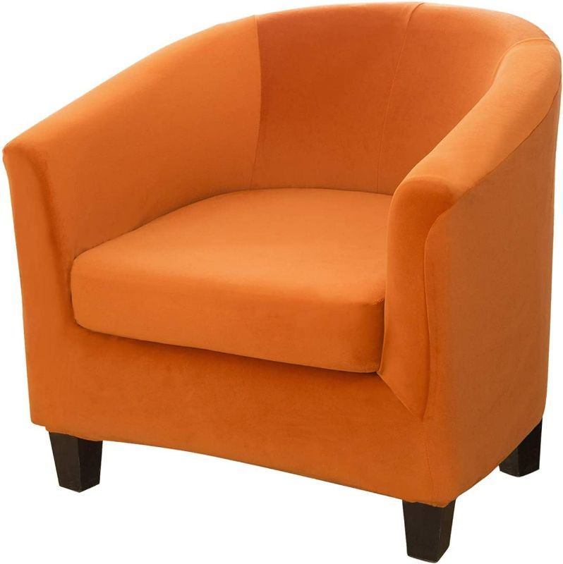 Photo 1 of 
MIFXIN Tub Chair Slipcover 2-Piece Velvet Barrel Club Chair Covers with Cushion Cover Stretchy Soft Washable Armchair Sofa Couch Furniture Protector for Living Room Bar Counter Hotel (Orange)
