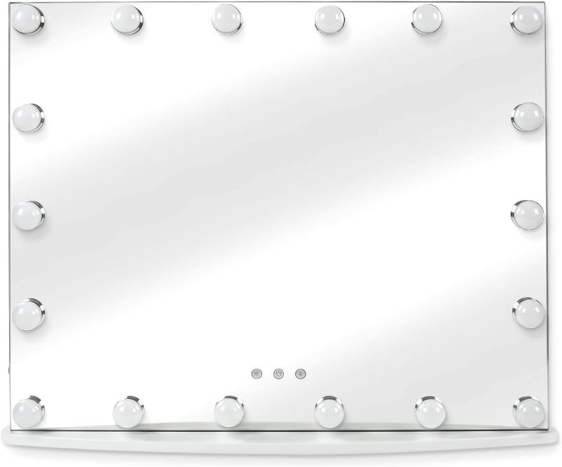 Photo 1 of Prinz Lightup Vanity Mirror with 18 LED Lights, 25" Hollywood Makeup Mirror for Bedroom or Dressing Room, Tabletop, White