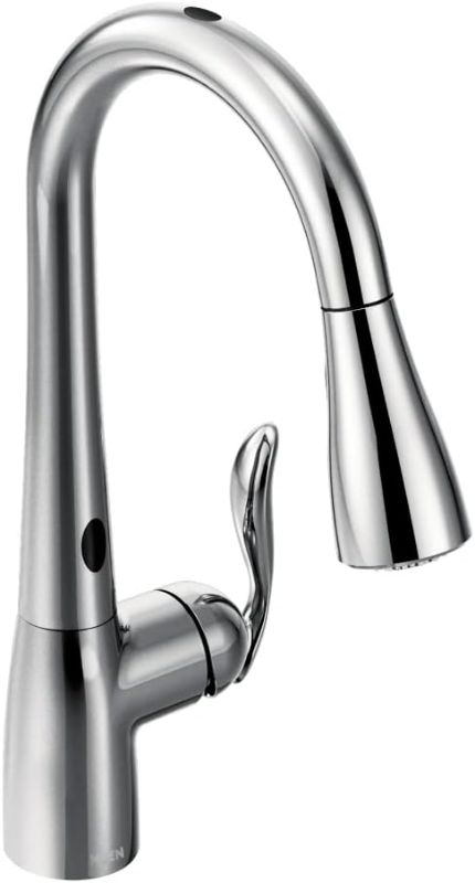 Photo 1 of Moen Arbor Chrome One-Handle Kitchen Faucet with Pull Down Sprayer Featuring Power Boost and Reflex, 7594C