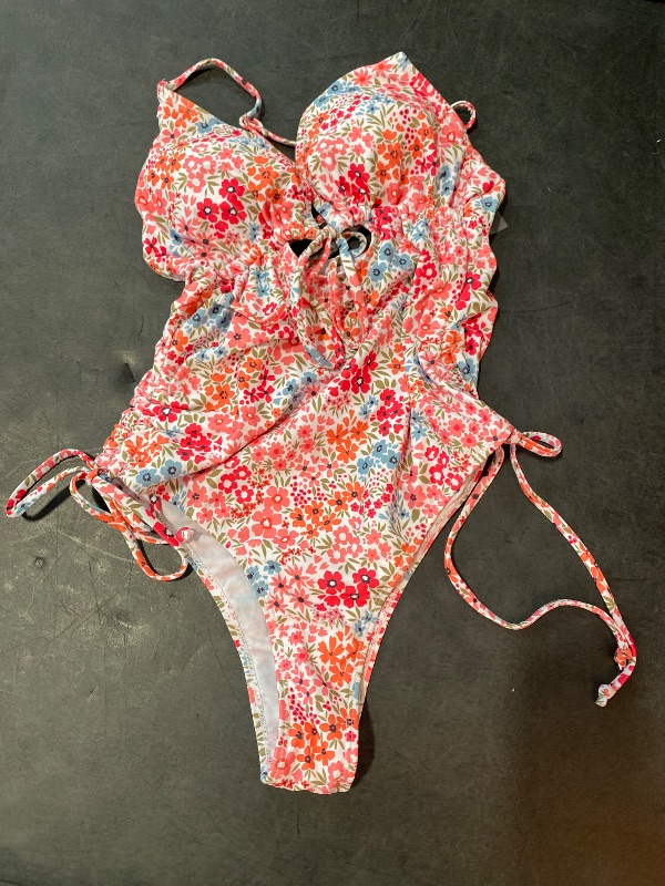 Photo 2 of size ( M) Swim Mod Women's One-Piece Swimsuit With Ditsy Floral, Random Print, Great For Summer Vacation & Beach