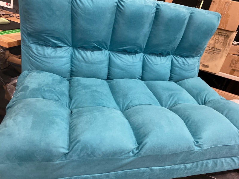 Photo 1 of Giantex Adjustable Floor Sofa, Foldable Lazy Sofa Sleeper Bed 6-Position Adjustable, Suede Cloth Cover, Floor Gaming Sofa Couch with 2 Pillows for Bedroom/Living Room/Balcony (Blue)
