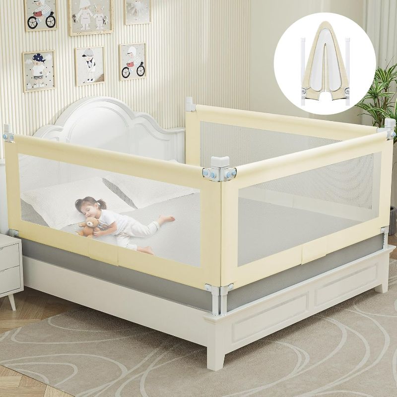 Photo 1 of Bed Guard Rail for Toddlers - 1 Minute Quick Assembly & Double Side Lift with Safety Child Lock - Adjustable Height Baby Bed Rails for Queen King Full Size Bed