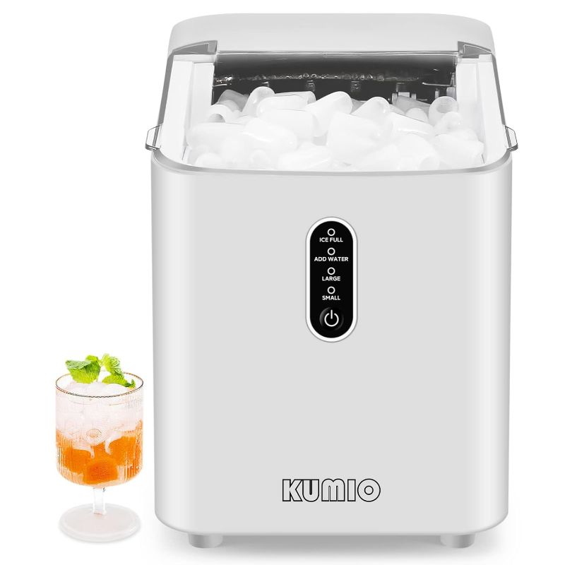 Photo 1 of KUMIO Ice Makers Countertop, Portable Ice Maker with Self-Cleaning, 8 Cubes/9 Mins, 26.5Lbs/24Hrs, Ice Machine with Scoop and Basket, 2 Sizes of Bullet Ice for Home Office Bar Party