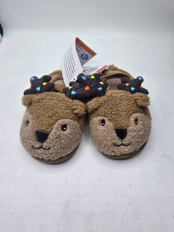 Photo 1 of S: 5/6 baby Holiday Light Up Reindeer Slippers - Wondershop™ Brown - Blue Lights Light UP