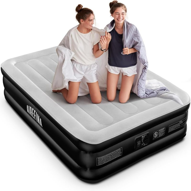 Photo 1 of Airefina Air Mattress Full with Built in Pump for Guest Ungraded Blow Up Inflatable Mattress Type-0 Technology Air Coil 18" Full Size Airbed 3-Min Self Inflating with Carrying Bag Colchones Inflables