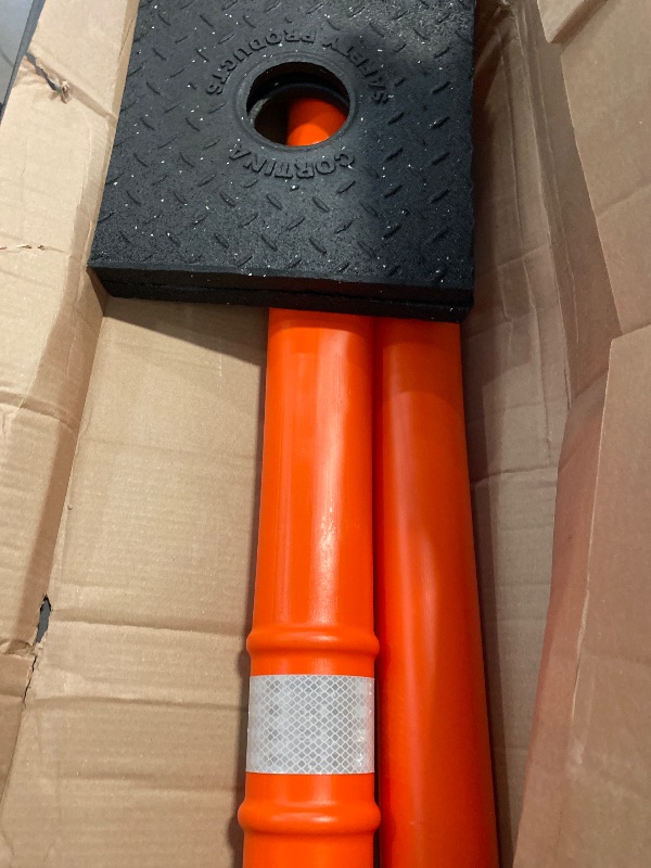 Photo 2 of Cortina EZ Grab Delineator 45" Post, 3" Hip Collars with 10 lb Base, 03-747RBC-2, Orange, 2 Pack