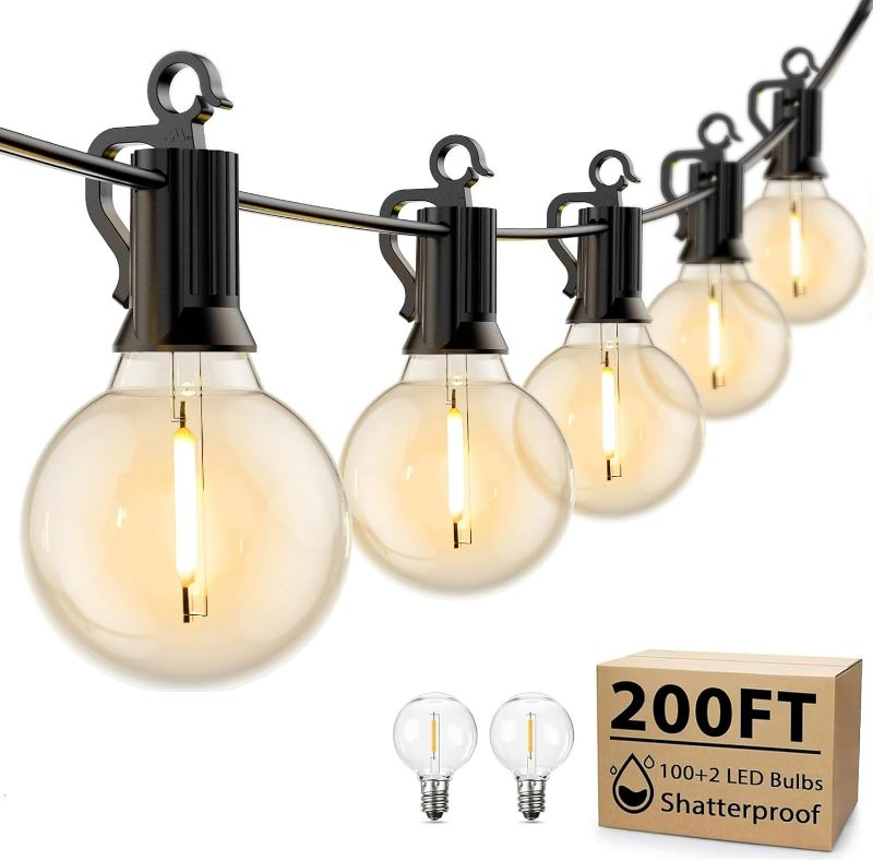 Photo 1 of Brightown Outdoor String Lights - 2 Pack Globe Patio Lights 100 Ft with 50 G40 Shatterproof Bulbs, Waterproof Connectable Commercial Hanging Lights for Backyard Bistro Porch Cafe