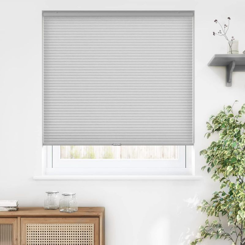 Photo 1 of LazBlinds Cordless Cellular Shades, Light Filtering Honeycomb Shades for Home, Thermal Insulation Noise Reduction Blinds for Windows, 25'' W x 48'' H, Grey