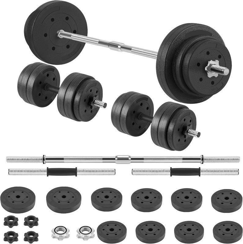 Photo 1 of 66LB 2 in 1 Adjustable Dumbbell Set with Connecting Rod, Lifting Dumbbells Used as Barbell for Whole Body Workouts