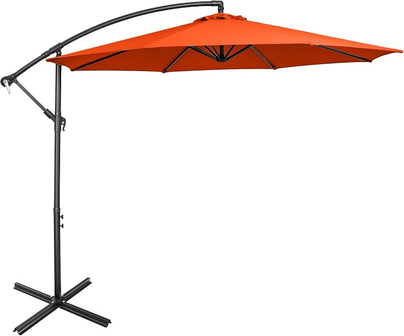 Photo 1 of 10 Feet Offset Umbrella with 8 Ribs Cantilever and Cross Base