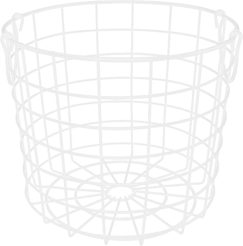 Photo 1 of Alipis Round Wire Laundry Basket, Large Clothes Hamper with Handle, Iron Wire Utility Storage Container, Metal Farmhouse Organizer Bin, for Toys Book Blanket White