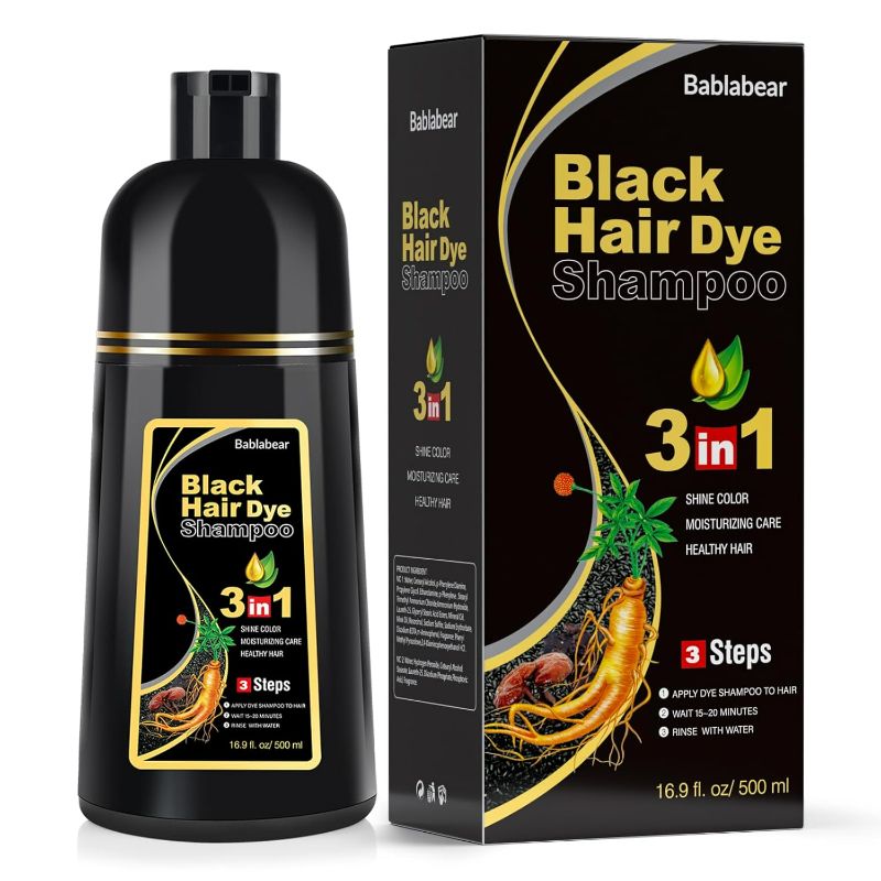 Photo 1 of MEIDU Black Hair Dye Shampoo, Semi-Permanent Gray Coverage for Women and Men, 3 in 1 with Natural Ingredients, Lasts 30 Days/500ml