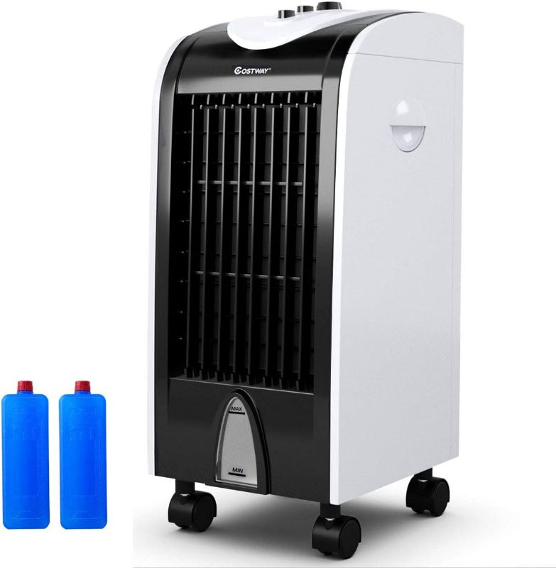 Photo 1 of Moccha Air Cooler, Portable Cooling Fan, 28 Inches 7.5H Timer Knob Control 3-Wind Speed & 3-Mode with 4 Wheels and 2 Ice Boxes for Home Office Dorms